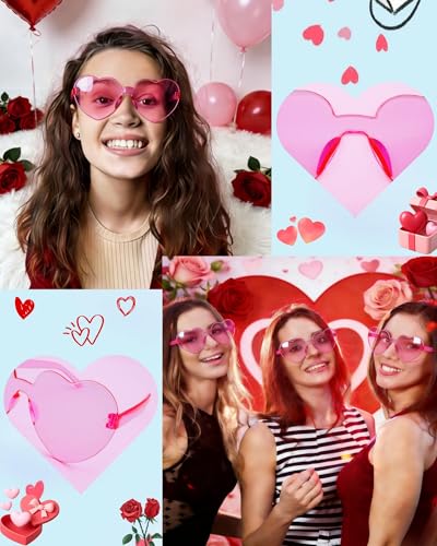 24 Piece Valentine's Day Heart Headbands and Sunglasses Set for Women and Men, Party Photo Props for Wedding, Birthday (Pink, Red) - color: Pink, Red
