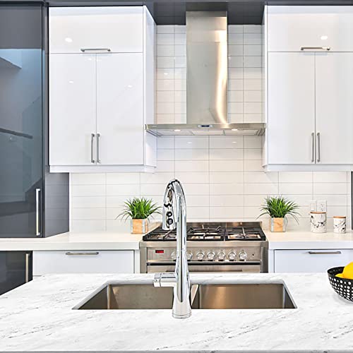 Very Berry Sticker Marble Contact Paper (White Matte, 24" x 78", 1 Pack) Premium Peel and Stick Wallpaper for Countertop, Bathroom Vanities & Cabinets, Renter Friendly, Waterproof Vinyl - color: White Matte, size: 24" x 78"