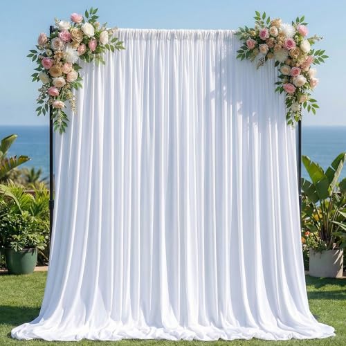 SoarDream White Backdrop Curtains 2 Panels 5x10ft, Wrinkle Free Polyester Drapes for Wedding, Party & Photo Studio Background Decor - color: White, size: 2 Panels 5ft X 10ft