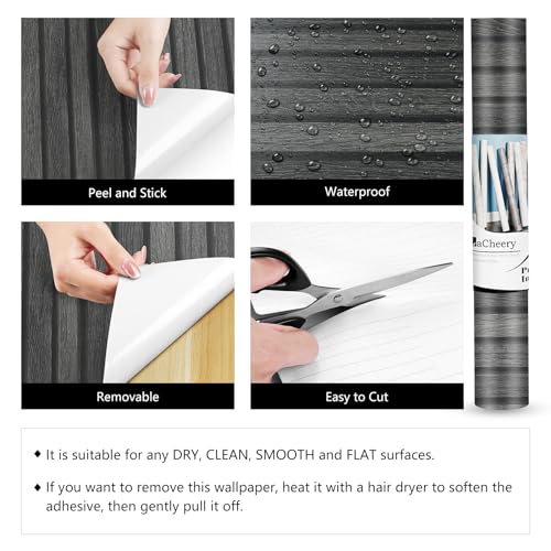 LACHEERY 160 X 24 Inch Black Wood Slat Wall Panel Peel and Stick Wallpaper 3D Wood Panel Wallpaper Peel and Stick Modern Removable Wooden Slat Wall Paneling for Tv Backdrop Accent Paper Vinyl Cover - color: Black, size: 24" x 160"
