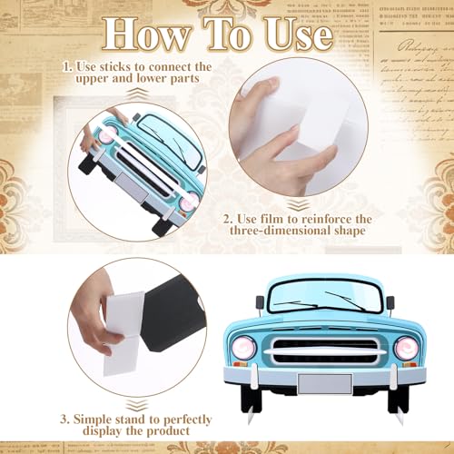Soulchen 3 Pcs Large 50s Photo Booth Props Party Decorations Retro Car Soda Cup Record Disc Cardboard Cutout 50s Photo Backdrop Sign Birthday Decorations for Rock and Roll 1950s Party Supplies - style: 50s