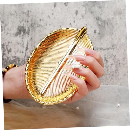 CLISPEED Ceramic Jewelry Display Tray Leaf Shape Nail Art Display Plate Gold Jewelry Organizer Ring Holder Photo Prop for Vanity Table Storage