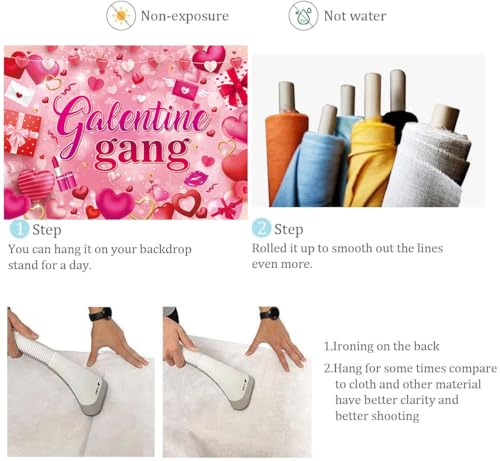 Galentine Gang Banner Backdrop 7x5FT Galentines Day Pink Cosmetics Love Heart Photography Background Valentines Girls Bestie Friend Theme Party Decorations Photo Props