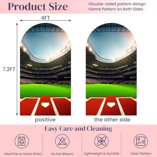 7.2FT Wedding Arch Backdrop Cover Baseball Stadium Ballpark Auditorium Light Photography Themed Party Spandex Fitted Round Top Backdrop Stand Cover for Ceremony Banquet Birthday Party Decoration - color: Color8, size: 7.2FT x 4FT