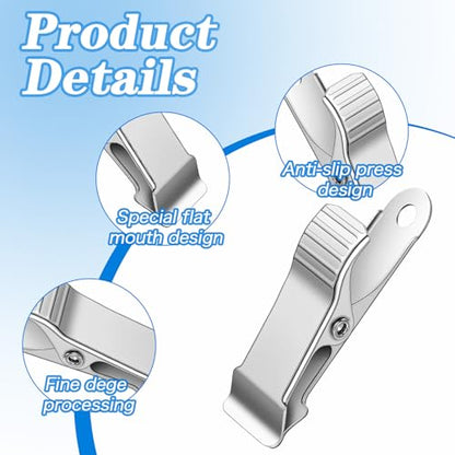 16Pcs Stainless Steel Small Clamps, Metal Spring Clamp Alligator Clips with Smooth Jaw Silver Curtain Clip for Work Clothes Photos Curtains Lights Hangers Crafts DIY Decoration