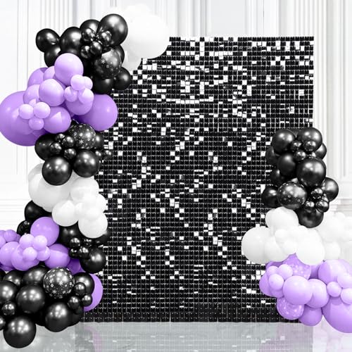 Black Shimmer Wall Backdrop Panels Sequin Backdrop 6ftx4ft Graduation Decoration for Halloween Party Birthday Anniversary Wedding Engagement Background - color: Black, size: 6ftx4ft