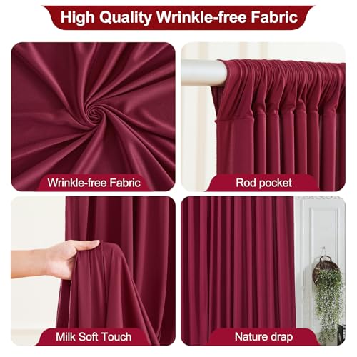 24x10FT Burgundy Backdrop Curtains for Wedding Parties, Wrinkle Free Polyester Photography Backdrop Drapes for Wedding Baby Shower Birthday Parties Stage Background Stand Decorations 4x10ft,6 Panels - color: Burgundy, size: W4' x H10'(6 Panels)