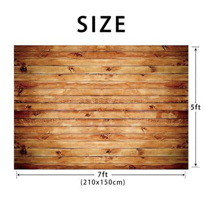 7x5FT Wood Wall Photo Backdrop Rustic Natural Wooden Board Photography Background Birthday Party Baby Shower Cake Table Decoration Banner Studio Booth Prop Supplies Polyester - size: 7X5FT