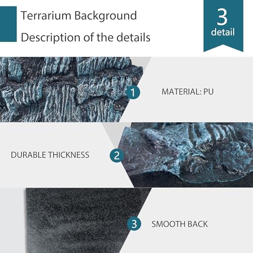 4pcs Rock Terrarium Background,3D Reptile Tank Background Board,Amphibian Stereo Backdrop Wall,Lizard Snake Gecko Spider Chameleon Turtle Fish pet silo Background Decorative Panel - color: Blue 4P