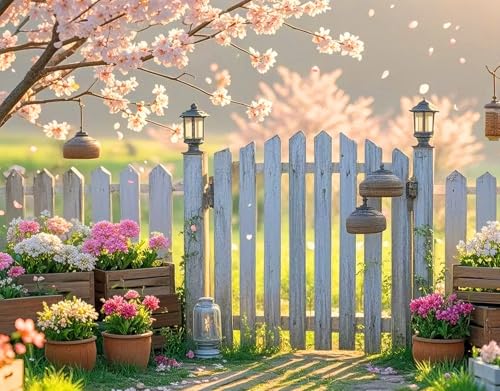 BlissYard Flowers Backdrop Banner Spring Backdrop Flower Garden Landscape Scenery 7.5x5.9FT Hello Spring Decorations Banner Outdoor Party Decor Supplies Studio Photography Photo Booth Prop Gift - color: Flowers Backdrop#3