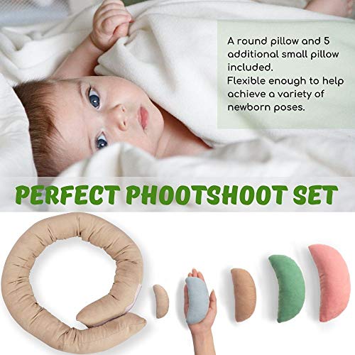 Sunmig Newborn Photography Props, Ultra-Soft Baby Donut Posing Pillows, Professional Baby Photo Props Set Fits 0-6 Months Baby,Pack of 6, Multicolor