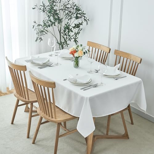 maxmill Cloth Napkins 20 x 20 Inch Weaved Texture Pattern Soft Comfortable and Luxury Serviette for Restaurant Family Dinners Weddings Parties and Banquets Set of 4 Pieces, White - color: White, size: 20" x 20" (Set of 4)