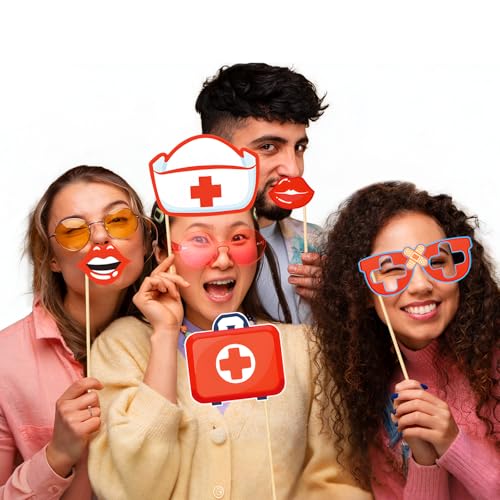 Nurse Graduation Party Decorations，Tumwisk 25PCS Nurse Graduation Photo Props, Nursing Appreciation Week Party Selfie Props - color: Nurse