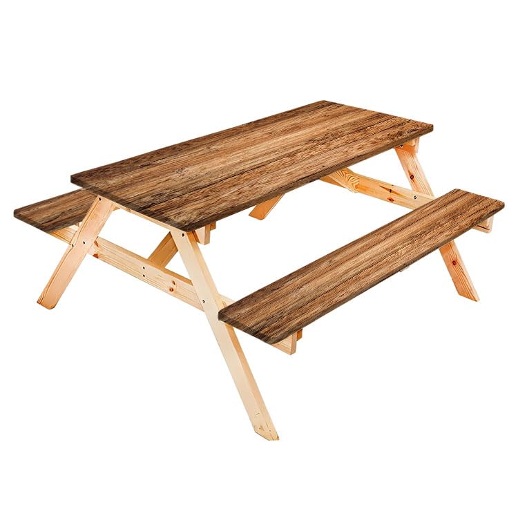 Old Pine Wood Texture Usage for Background Picnic Table Cover with Bench Covers Camping Essentials Folding Outdoor Table Cloth Gift for Camping and Hiking Lovers - color: Wooden Texture19
