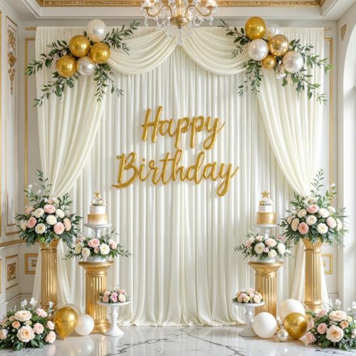 10x10ft Ivory Backdrop Curtains for Parties Wrinkle Free Fabric Backdrop Curtain Wedding Photo Backdrop Drapes for Birthday Party Baby Shower Bridal Shower Photography Back Drop 2 Panels 5x10FT - color: Ivory, size: 10 ft X 10 ft(2 Panels 5ft X 10ft)