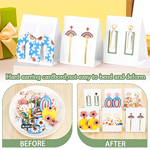 100 Pcs Standing Earring Display Cards Holders Paper Hanging Earring Packaging for Small Business Jewelry Packaging Supplies Selling DIY Retail Show Photography Props(White) - color: White