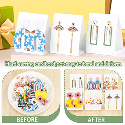 100 Pcs Standing Earring Display Cards Holders Paper Hanging Earring Packaging for Small Business Jewelry Packaging Supplies Selling DIY Retail Show Photography Props(White) - color: White