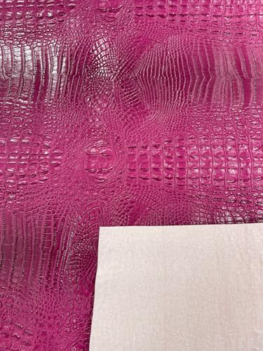 54” Wide Gator Two Tone Fake Leather Upholstery, 3-D Crocodile Skin Texture Faux Leather PVC Vinyl Fabric Sold by The Yard. (Fuchsia) - color: Fuchsia