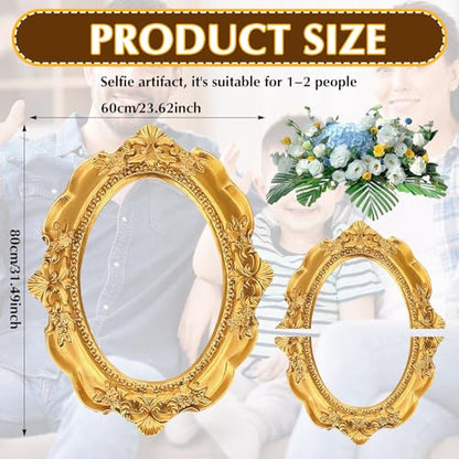 Beeveer Upgraded 32 x 24 Inch Large Photo Booth Props Picture Frame Vintage Photo Frame Friends Selfie Props for Wedding Mexico Birthday Bachelorette Party Supplies (Round Style) - style: Round Style
