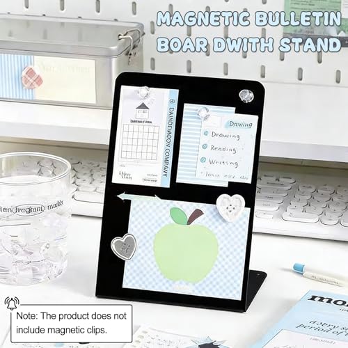 2 Pack Desk Magnetic Bulletin Board Metal Tabletop Memo Souvenir/Photos Display Board Magnet Display Stand for Home School Kitchen Office (2, Black, S) - color: Black, size: S