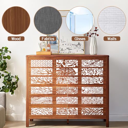 18 Pcs Stencils for Crafts, 4" x 11.8" Floral Branch Leaf Texture Background Layering Stencils, Reusable Plastic Tree Cake Decorating Templates for Baking DIY Wood Wall Furniture Canvas Scrapbook
