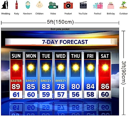 Weather Forecast Backdrop 5x3ft Seven-Day Broadcast Sunny Day Photo Background Business Study Portrait Studio Prop Wallpaper MBMYLU140 - size: cotton polyester-5x3ft