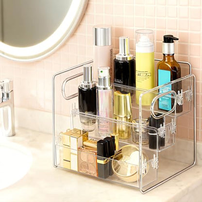 3-Tier Bathroom Counter Organizer – Storage Shelf for Makeup, Perfume & Skincare, Makeup Perfume Tray Skincare Organizer Fits Bathroom, Dresser, Kitchen (Clear)