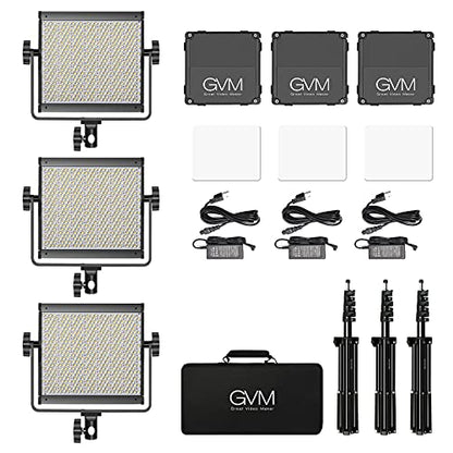 GVM RGB Video Lighting, 360° Full Color Led Video Light with APP Control, 3 Packs 850D Photography Lighting Kit CRI 97, YouTube, Aluminum Alloy Shell - size: 3 packs