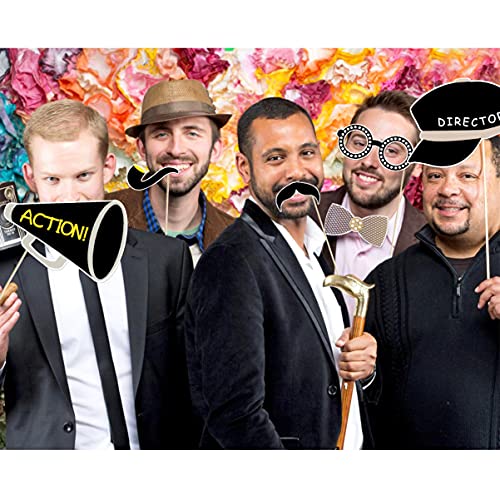 21Pcs Photo Booth Props for Movie Night Themed Party Supplies Photobooth Kit for Birthday, Wedding, Graduation, Bachelorette Party Decorations