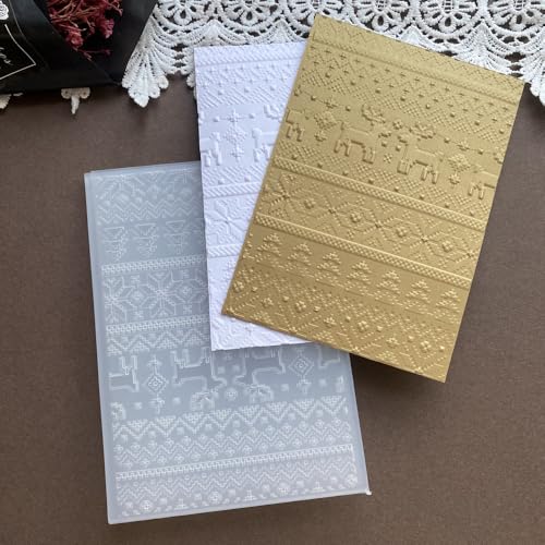 3D Embossing Folders for Card Making, 3Pcs Christmas Elk Snowflakes Flower Plastic Embossing Folders Embossing Folder Craft Card Template for DIY Scrapbooking - color: 3 Pack Christmas