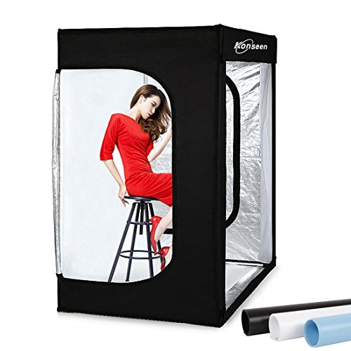 Professional Photo Light Box Large LED Dimmable Shooting Tent 47x39x78inch Photography Studio Continuous Lighting Cube Softbox Tents for Portrait Furniture Clothing Photography with 3 Colors Backdrops - size: 47x39x78inch