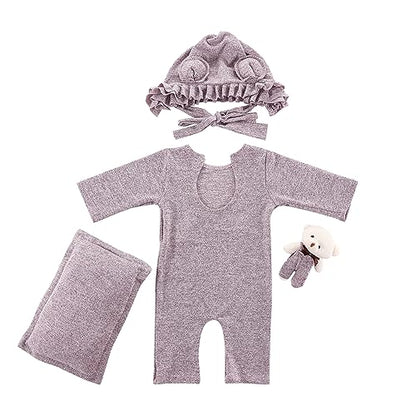 Holibeat Baby Girl Purple Photography Props Super Soft Newborn Girl Photo Shoot Outfits Costumes - color: Purple