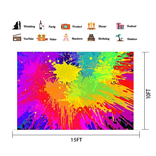 Vinyl 15x10ft Colorful Paint Splash Backdrop, Abstract Graffiti Style Hip Hop 80's 90's Theme Photography Backdrops Birtdhay Party Decoration Banner Photo Backdrop Booth Props BJXTPH217 - size: 15x10ft