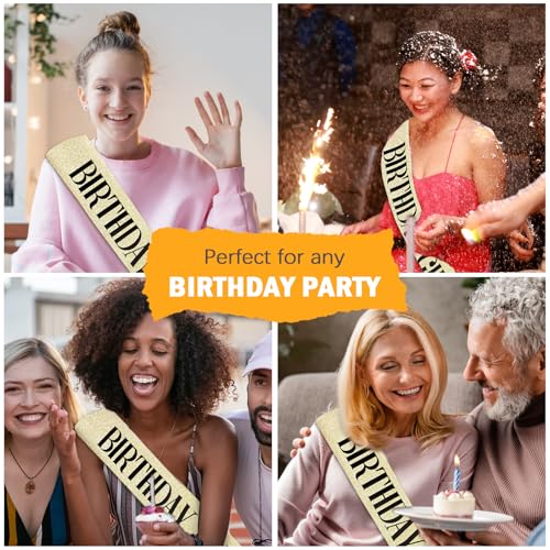 CIEHER Gold Birthday Sash - 'It's My Birthday' Sash for Women & Girls - Glitter Fabric - Perfect for Parties & Photos - color: Gold