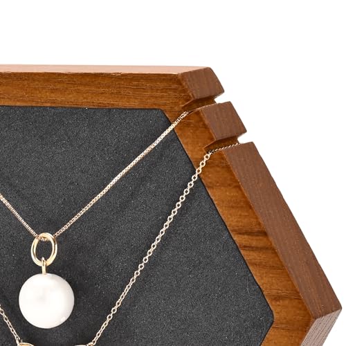 Solid Wood Hexagon Necklace Holder Stand Retail Hanging Jewelry Necklace Stand Display for Vendors(Grey) - color: Grey