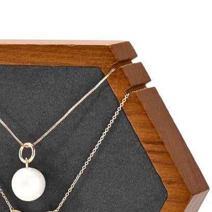 Solid Wood Hexagon Necklace Holder Stand Retail Hanging Jewelry Necklace Stand Display for Vendors(Grey) - color: Grey