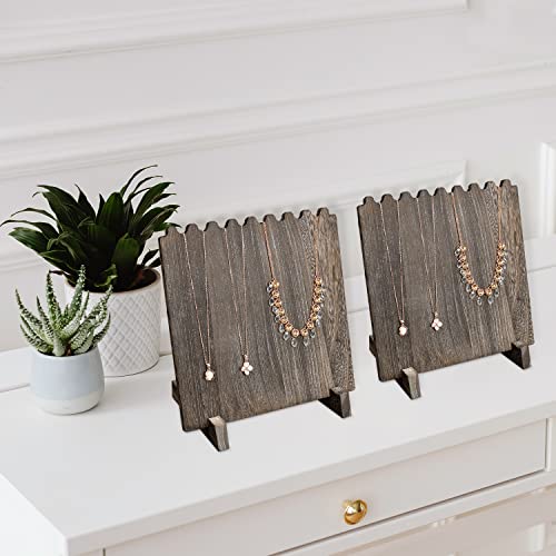 Ikee Design Set of 2 Wood Necklace Jewelry Display Stand for 8 Necklaces, Necklace Display Holder Organizer, Coffee Color - color: Coffee