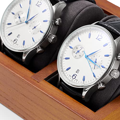 Oirlv Solid Wood Double Watch Display Stand Showcase Jewelry Stand Watch Holder with Pillow(Square Double, Grey) - color: Grey, size: Square Double