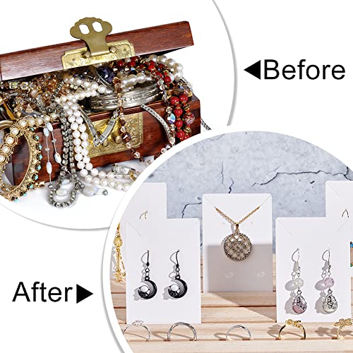 NBEADS Wood Earring Display Stands, 6 Slots Jewelry Earring Ring Display Holder Wood Earring Business Card Holder Display with 100 Pcs Jewelry Display Cards for Home Retail Store, 6.57x10.9 - color: 6 Slots Wooden 6.57x10.9"