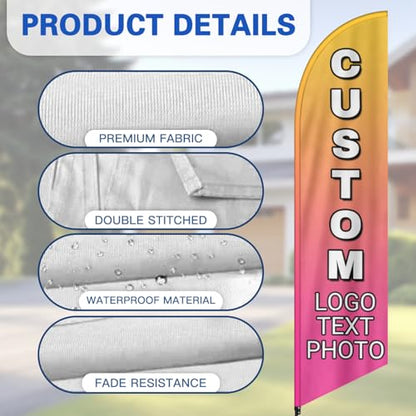 Custom Advertising Feather Flags for Outside Business 4 Sizes Personalized Advertising Flags Custom Logo Flag