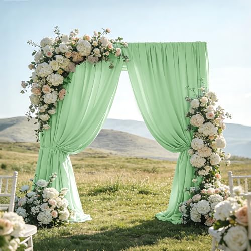 Sugargirl Wrinkle Free Sage Green Backdrop Curtains Polyester Photo Backdrop Drapes Curtains with Rod Pockets for Party Birthday Wedding Photography Home Decoration(5x7FT, 2 Panels) - color: Sage Green, size: W5' x H7' (2 panels)