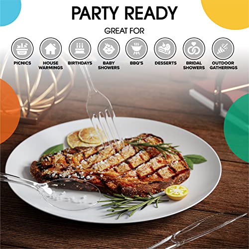 Party Solids Clear Plastic Forks 200 Pieces Clear Forks Disposable Utensils Heavy Duty Plastic Cutlery Set Disposable Cutlery Sets Flatware Sets Silverware Set Party Supplies & Party Tableware - color: Clear