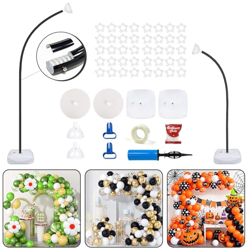 OurWarm 9.35FT & 6FT Balloon Arch Kit, Free Bending Shape Balloon Arch Stand with Base, Floor Half Balloon arch for Wedding Birthday Party Baby Shower Yard Lawn Home Graduation Party Decorations - style: Black Arch Stand with Base