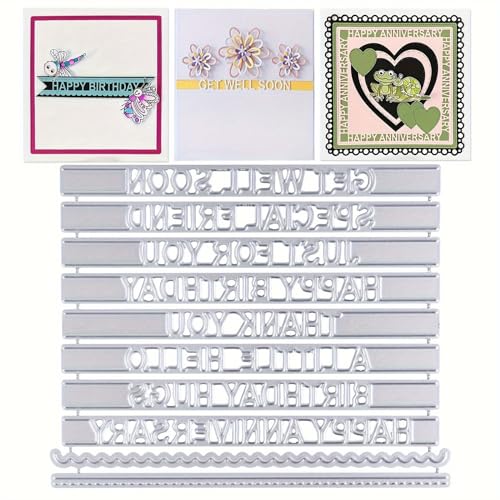 Lapoo 3D Backgrounds Metal Cutting Die for Scrapbooking, New Cutting Dies DIY Album Card Making Decor Paper Craft Metal Die Cuts Party Wedding Decorations (Common Blessing Words 4.5 x 3.5 in) - color: Common Blessing Words 4.5 x 3.5 in