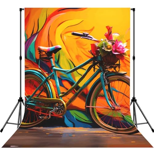 Colorful Bicycle Backdrop Background for Photography 5x7ft Photobooth Professional Photo Backdrop Curtains Video Photography Studio Photo Backgrounds Banner Booth Background Screen Parties - color: Colorful Bicycle