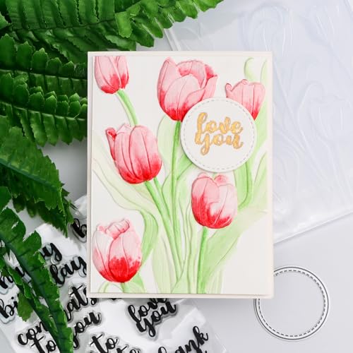 BAOFALI 2 Pieces 3D Embossing Folder for Card Making Tulip Textures Impressions Background Plastic Embossing Folders Template for DIY Scrapbooking and Other Paper Crafts Arts Supplies - color: Tulip