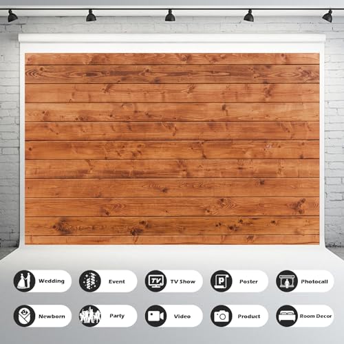 Rustic Wood Backdrop Wooden Floor Photography Background for Baby Shower Kids Adult Newborn Birthday Party Photo Shoot Photography Backdrops Portrait Video Shoot Studio Props Vinyl 5x3ft - color: Rustic Brown, size: 5x3ft