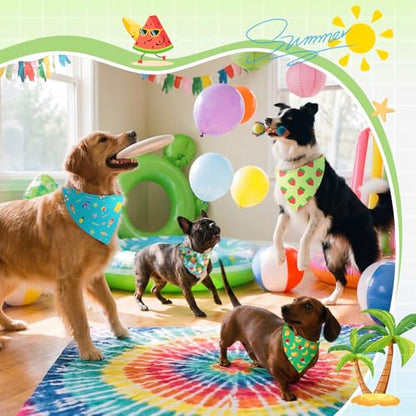 Abbylike 100 Pieces Summer Themed Dog Bandanas Bulk Hawaiian Dog Bandanas for Pets Triangle Kerchief Scarf Bibs Set for Summer Pets Dogs Party Costume Accessories, 25 Styles (25.6 x 17.7 x 17.7) - size: 25.6 X 17.7 X 17.7 Inch, style: Summer