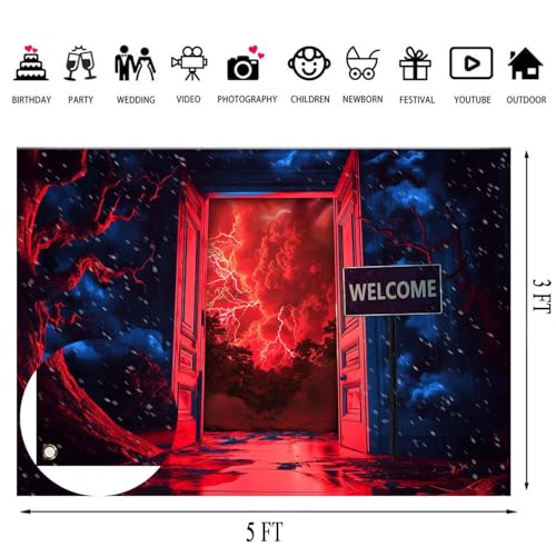 5×3ft Horror Forest Background, Reversing World Gate Backdrops, Halloween Decorations, Kids Adult Family Party Birthday Photo Shoot Studio Props TAYTK100 - size: 5x3ft