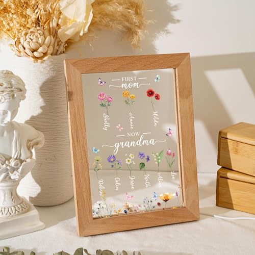 Personalized First Mom Now Grandma Night Light, Custom Night Light with Family Birth Flower, Mothers Day LED Lamp, Mothers Day Gift, Mom Gifts, Grandma Gifts - color: Style 8
